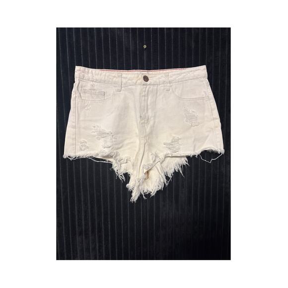 Toast Jeans White Distressed Denim Shorts Women’s M (15” L, 14.5” W, 10” Rise) - Picture 1 of 3